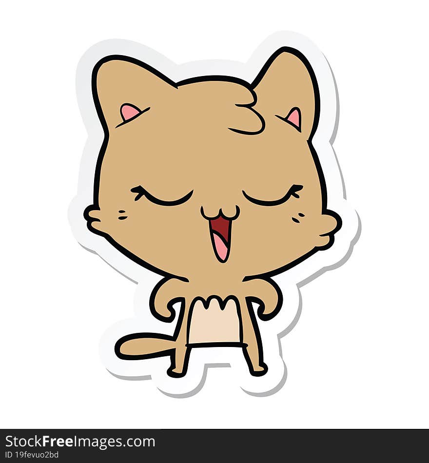 sticker of a happy cartoon cat