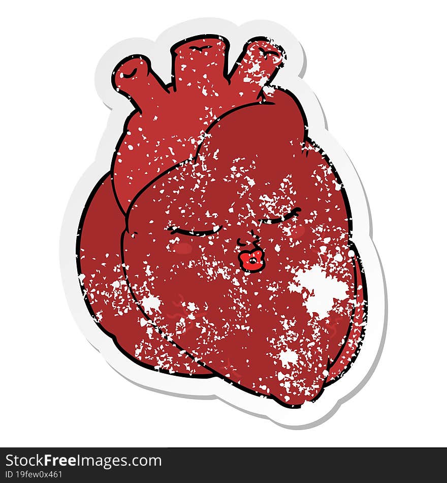 distressed sticker of a cartoon heart