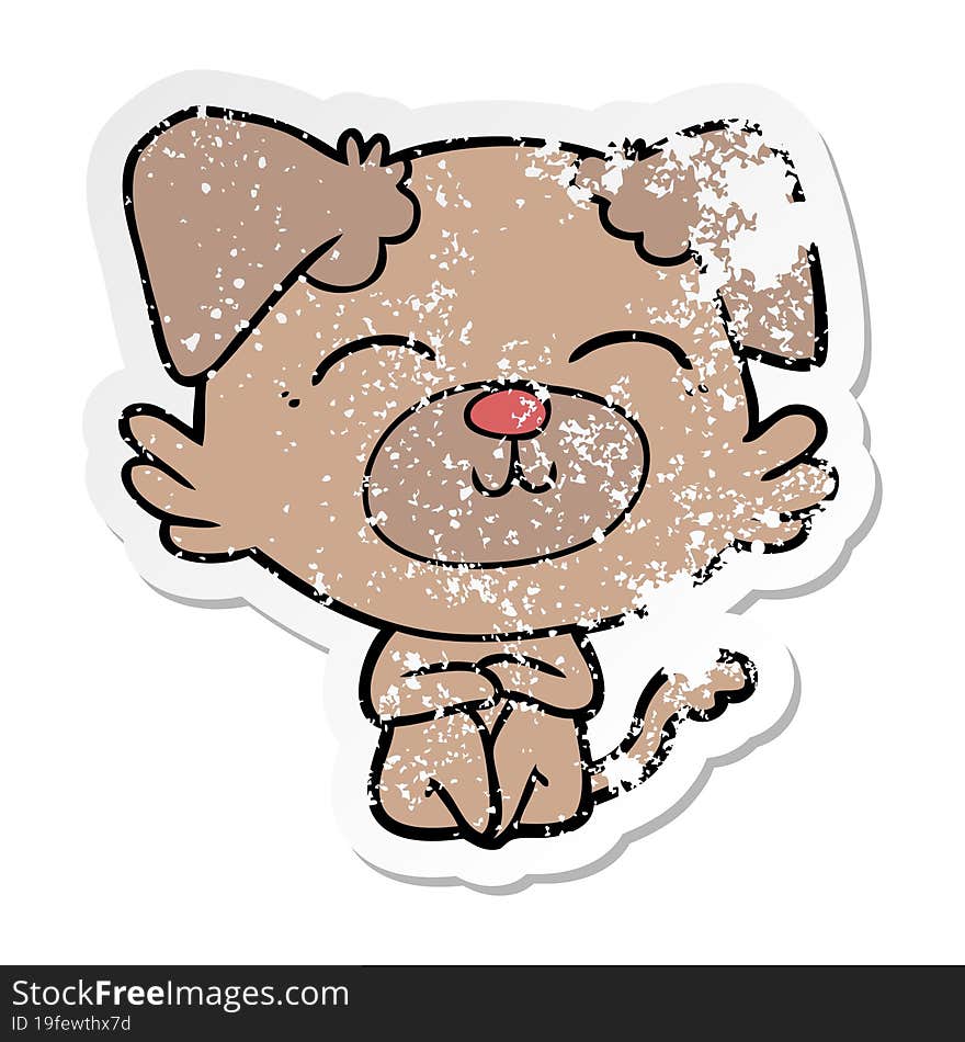 distressed sticker of a cartoon dog