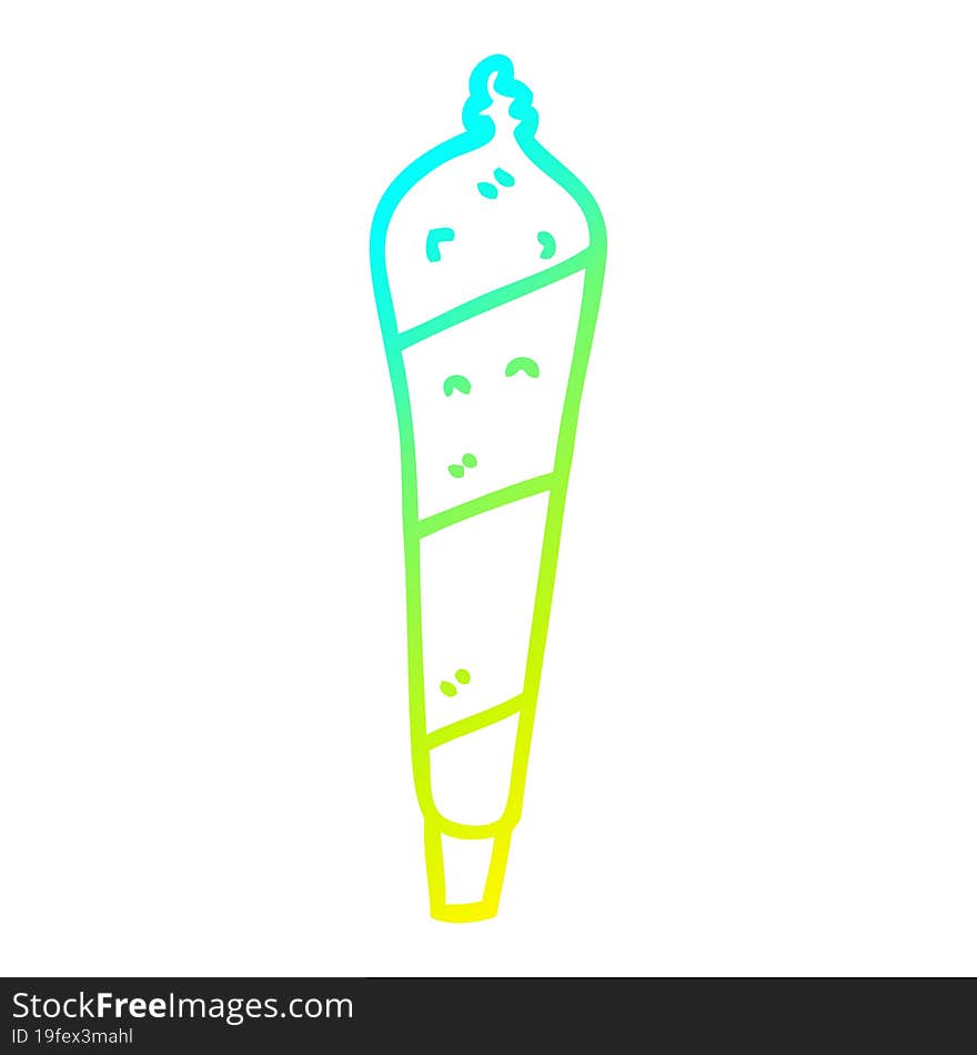 cold gradient line drawing cartoon marijuana joint