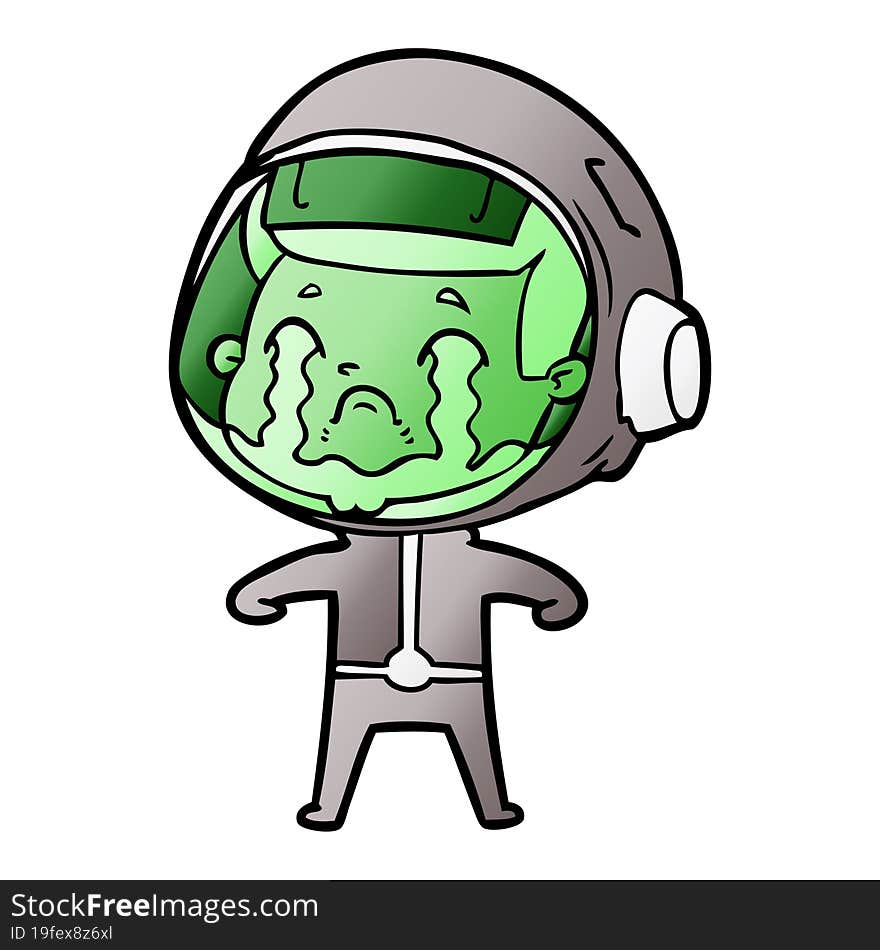 cartoon crying astronaut. cartoon crying astronaut