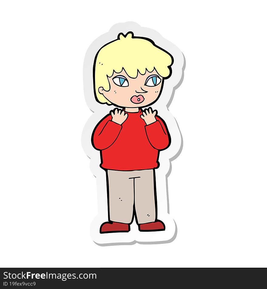 sticker of a cartoon worried person