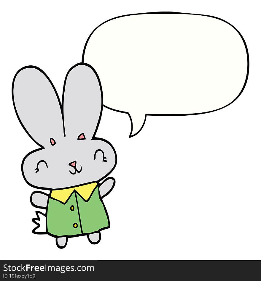 cute cartoon tiny rabbit and speech bubble