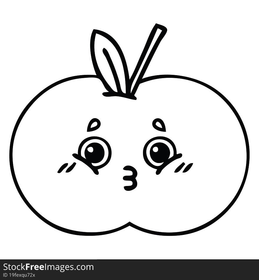 line drawing cartoon red apple