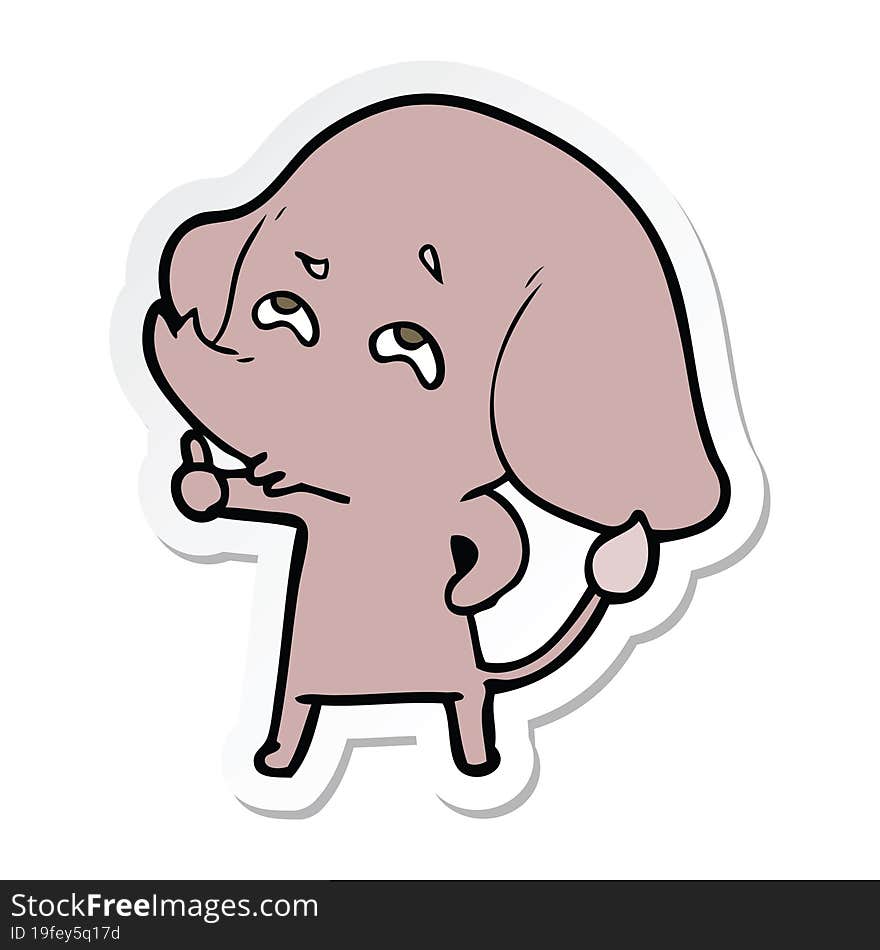 sticker of a cartoon elephant remembering