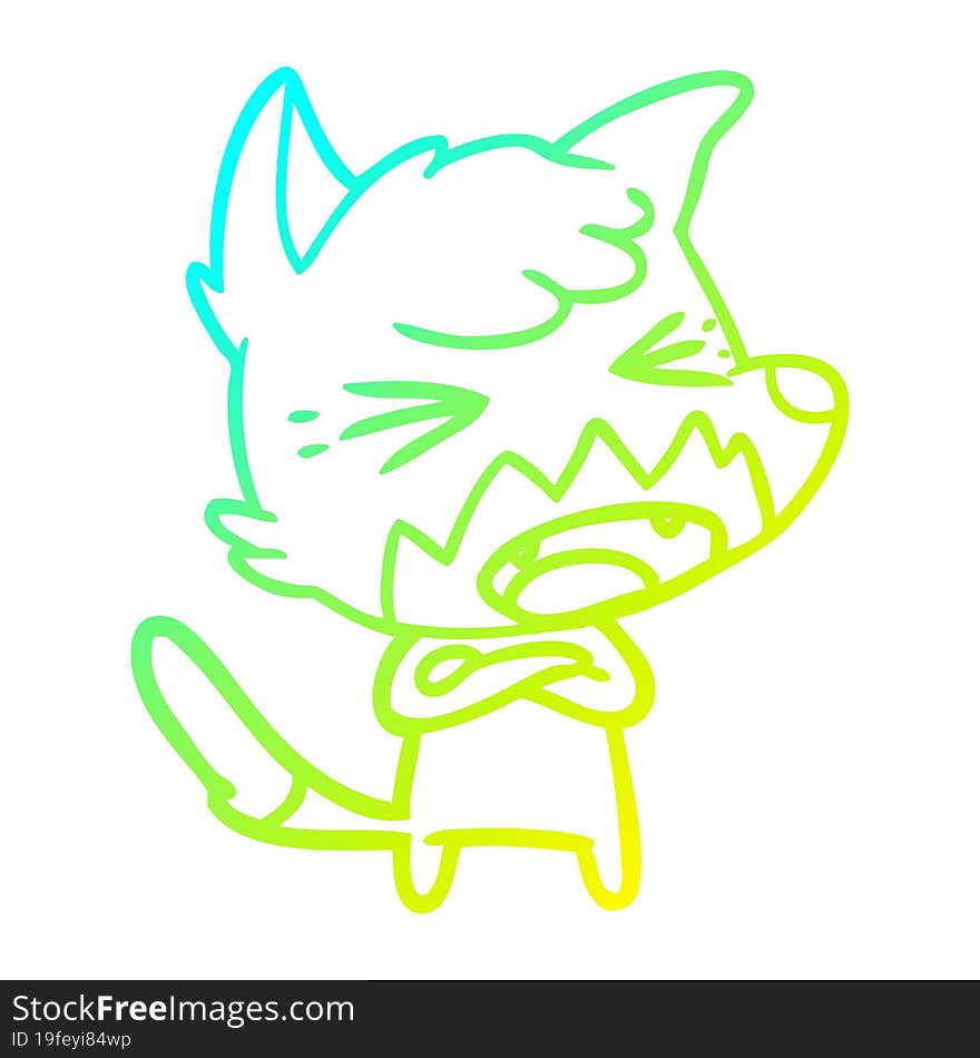 cold gradient line drawing angry cartoon fox