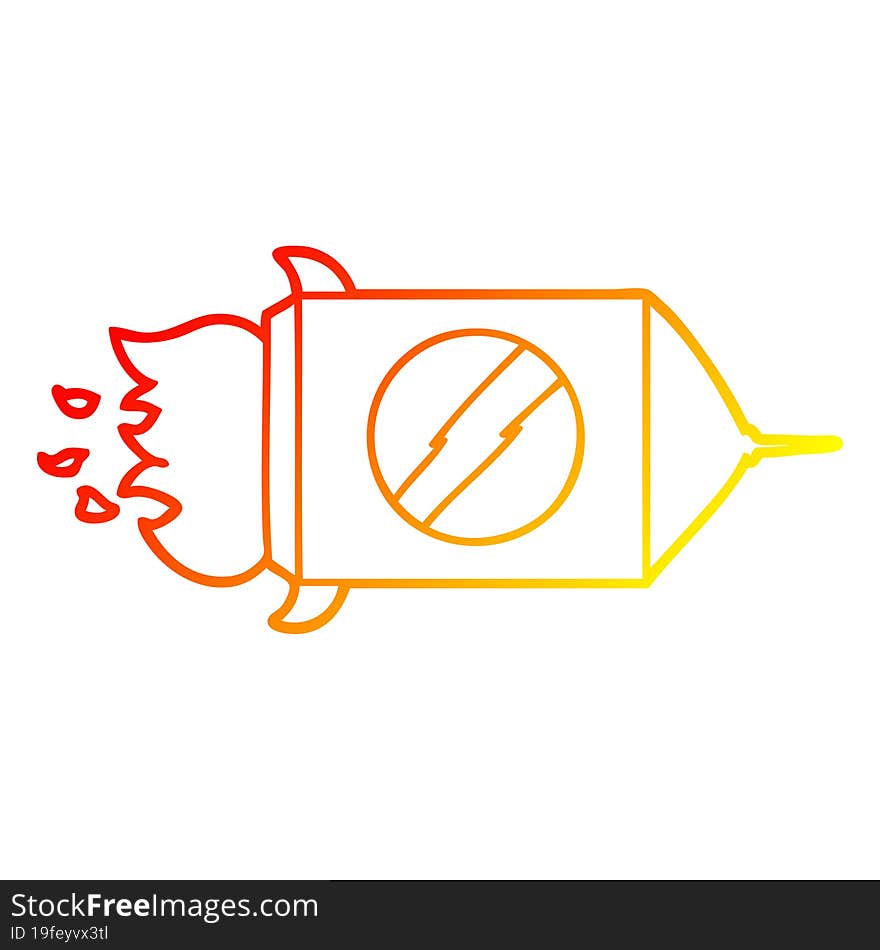 warm gradient line drawing cartoon space rocket