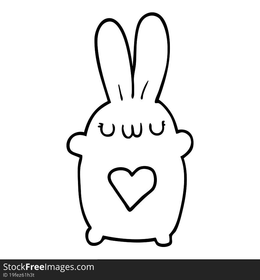 cute cartoon rabbit with love heart