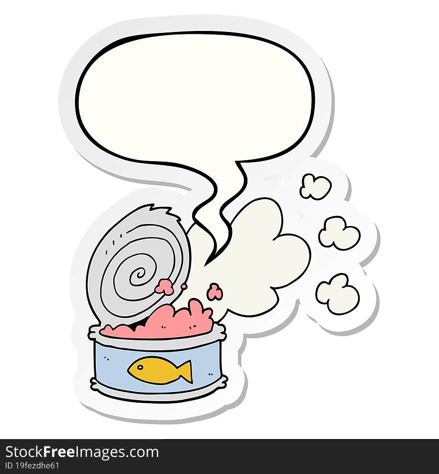 cartoon smelly can of fish and speech bubble sticker