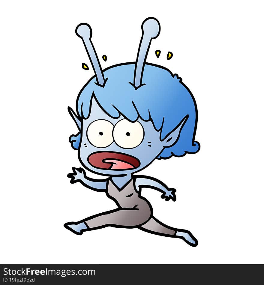 cartoon shocked alien girl. cartoon shocked alien girl