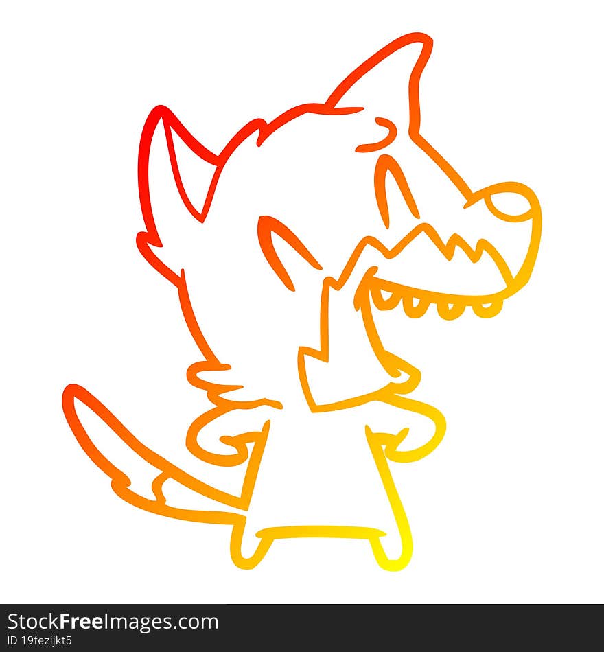 warm gradient line drawing of a laughing fox cartoon