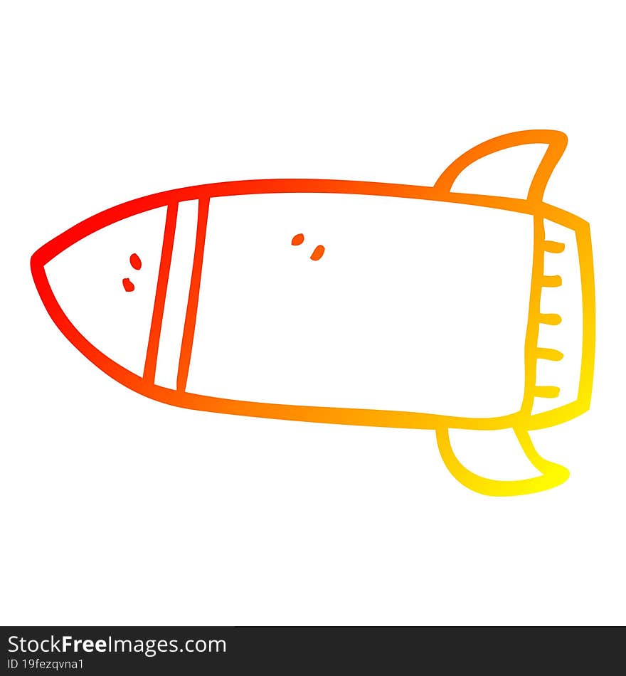 Warm Gradient Line Drawing Cartoon Rocket