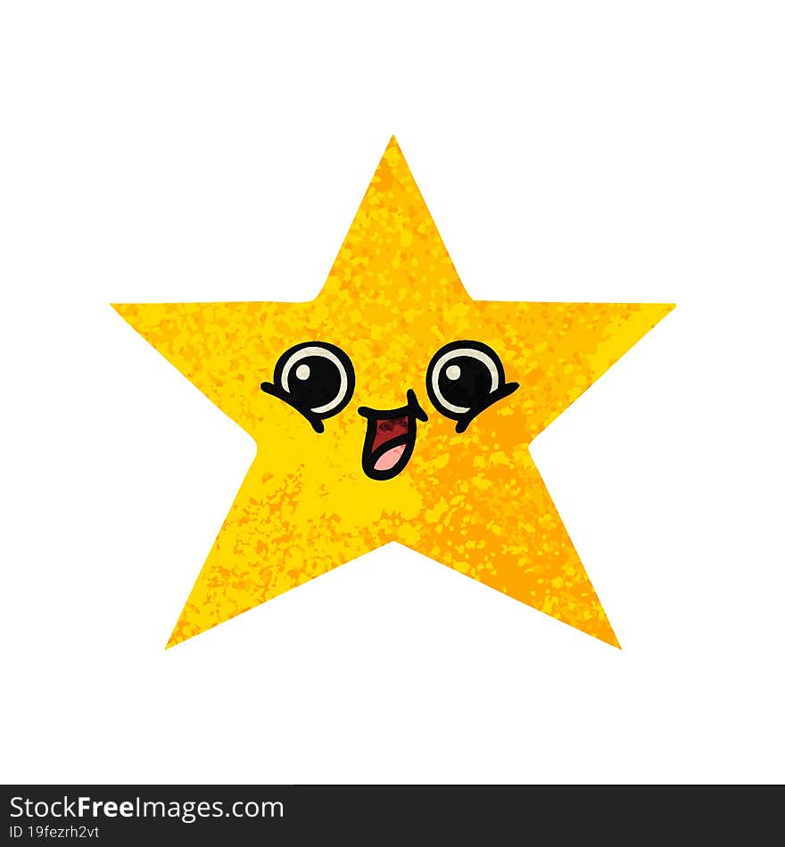 Retro Illustration Style Cartoon Gold Star