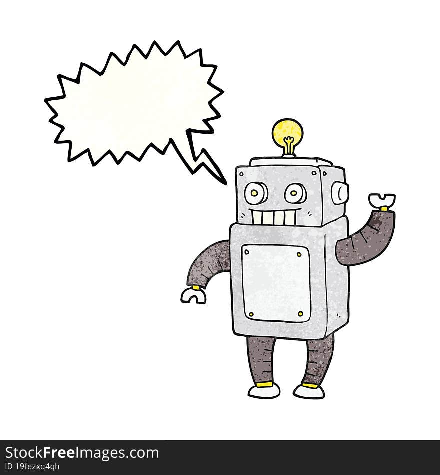 speech bubble textured cartoon robot