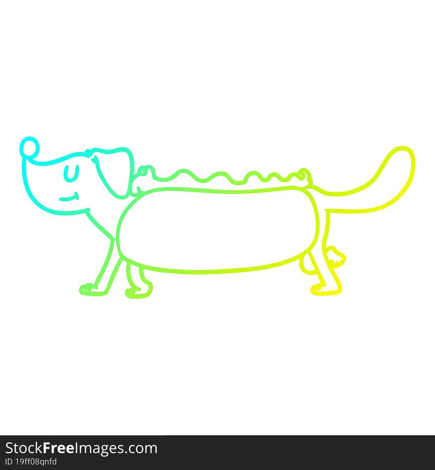 cold gradient line drawing cartoon hotdog