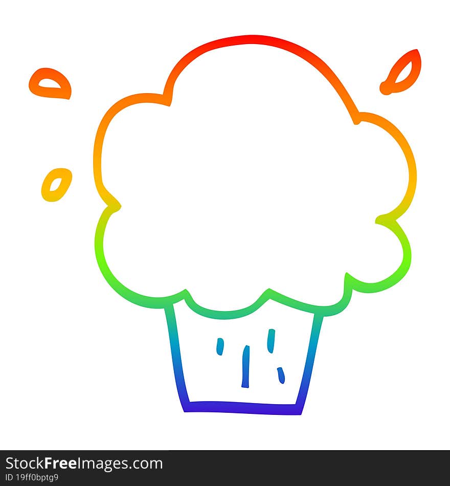 rainbow gradient line drawing cartoon cupcake