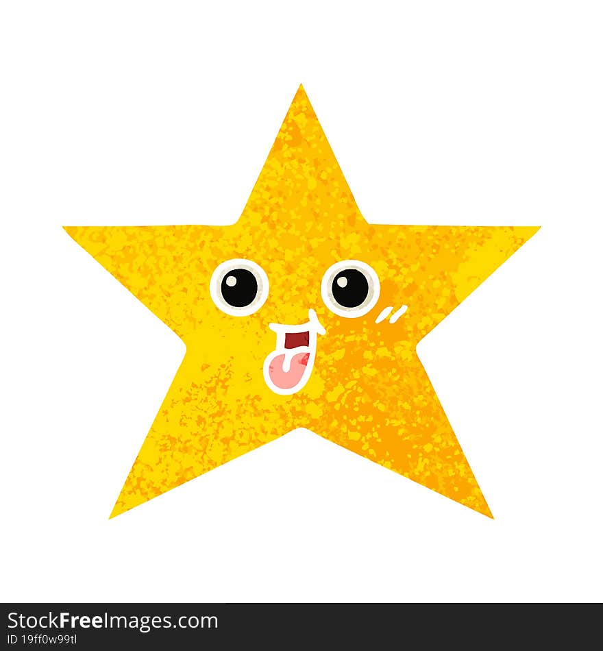 retro illustration style cartoon of a gold star