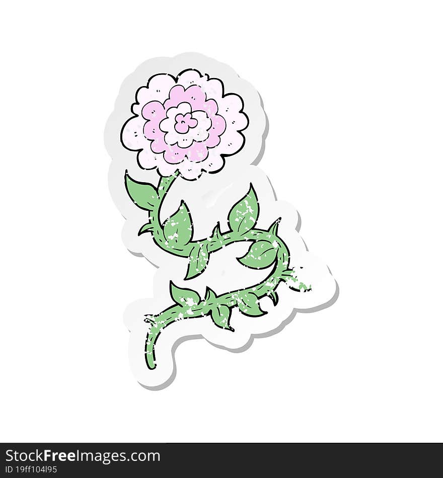 retro distressed sticker of a cartoon flower