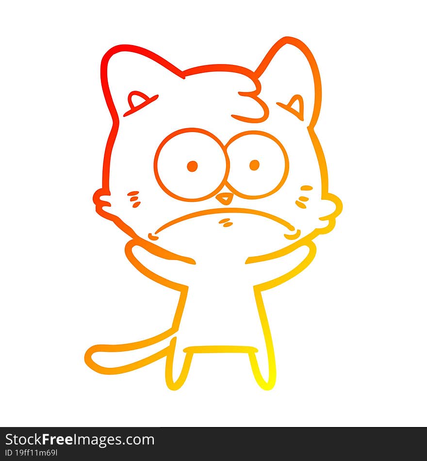 warm gradient line drawing cartoon nervous cat