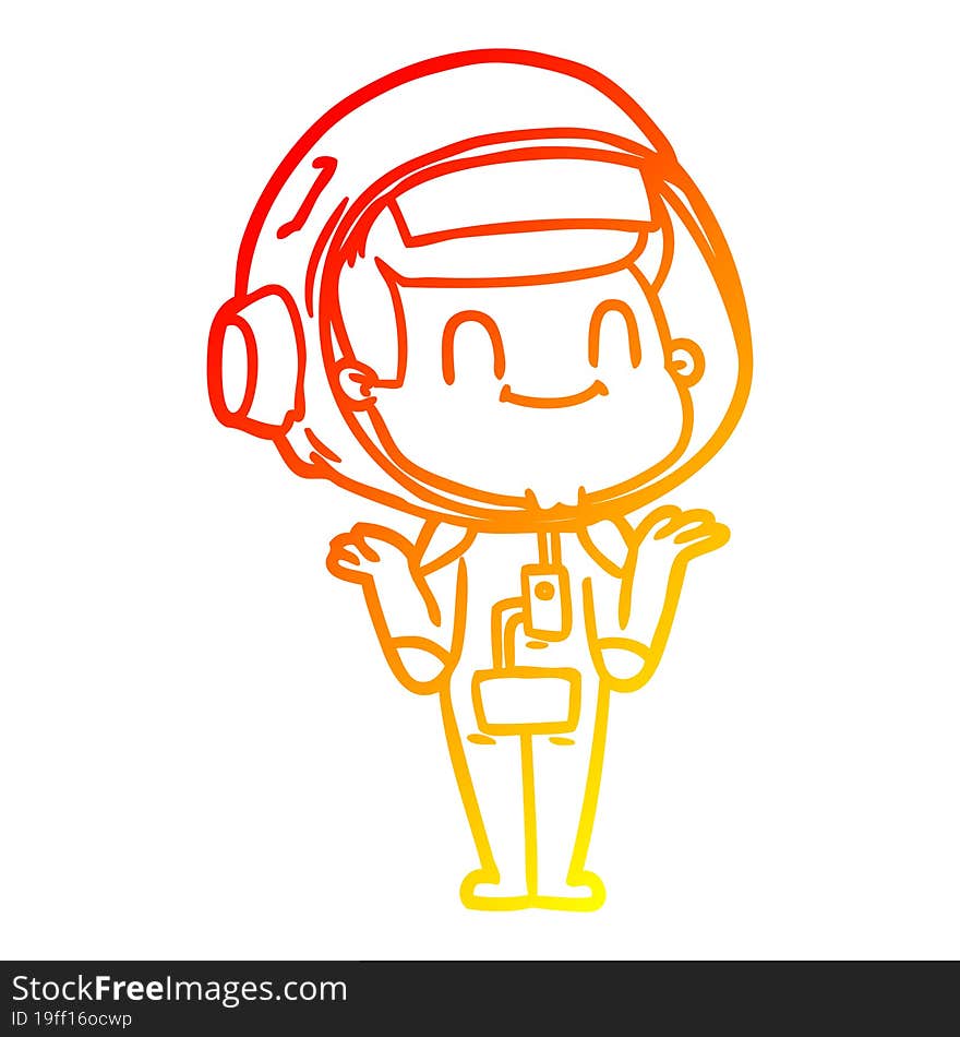 warm gradient line drawing happy cartoon astronaut man