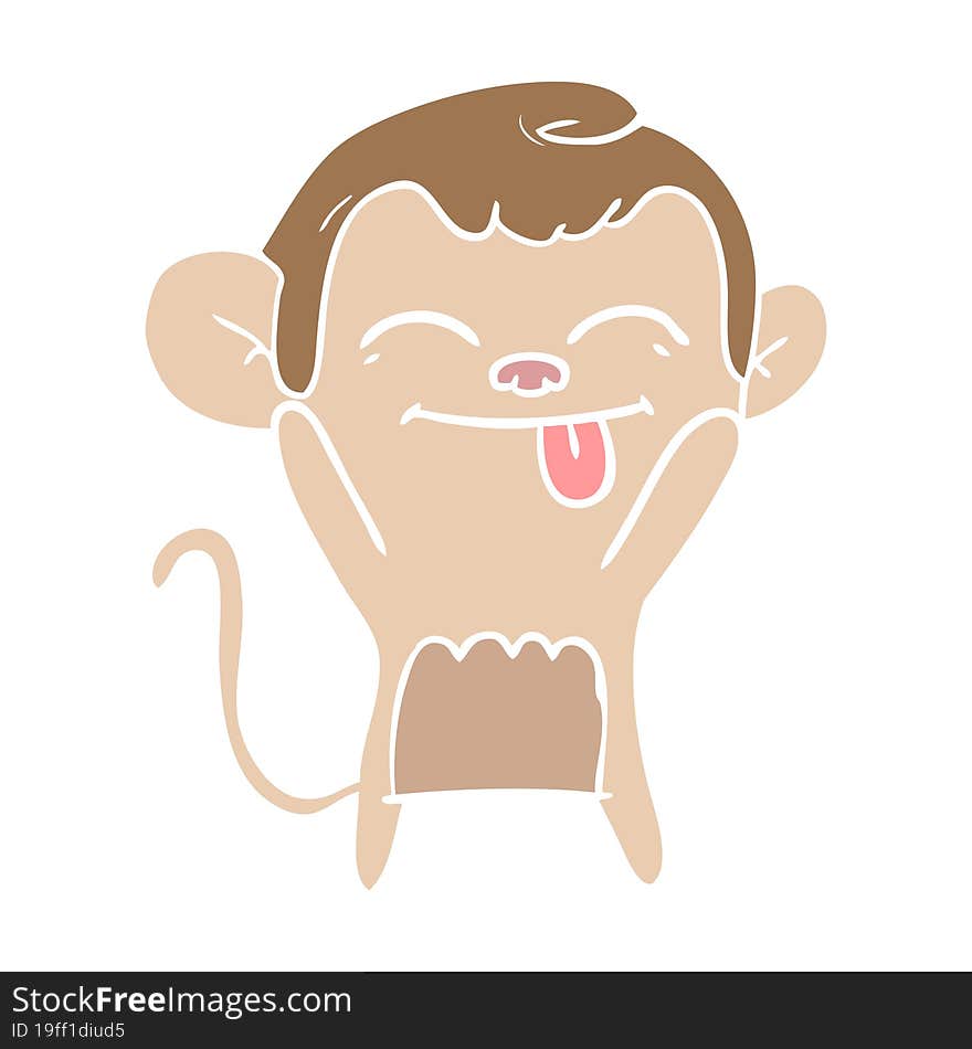 funny flat color style cartoon monkey