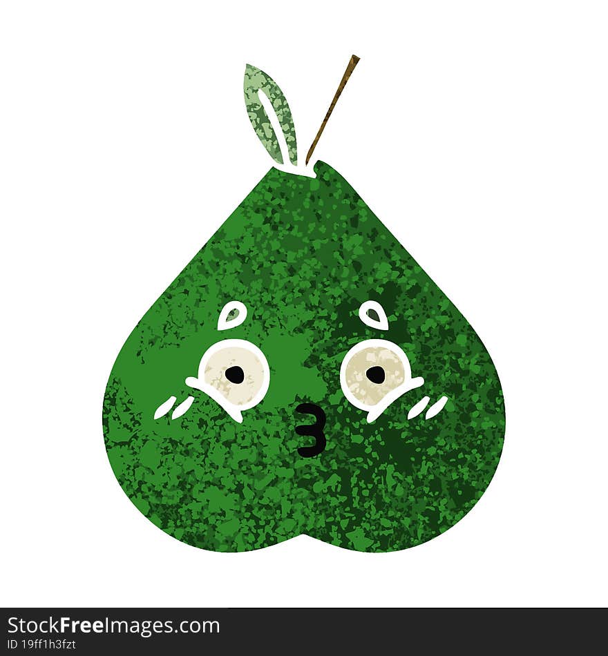 Retro Illustration Style Cartoon Pear