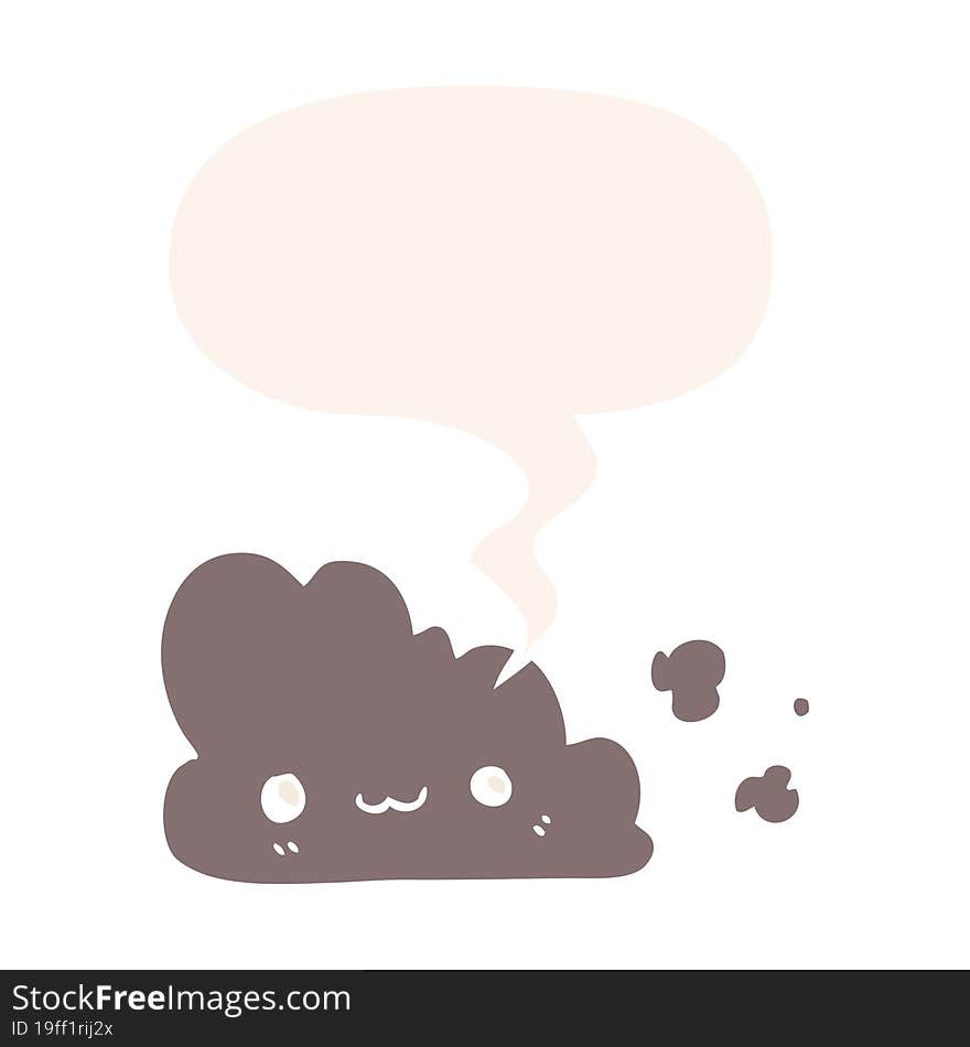 cute cartoon cloud and speech bubble in retro style