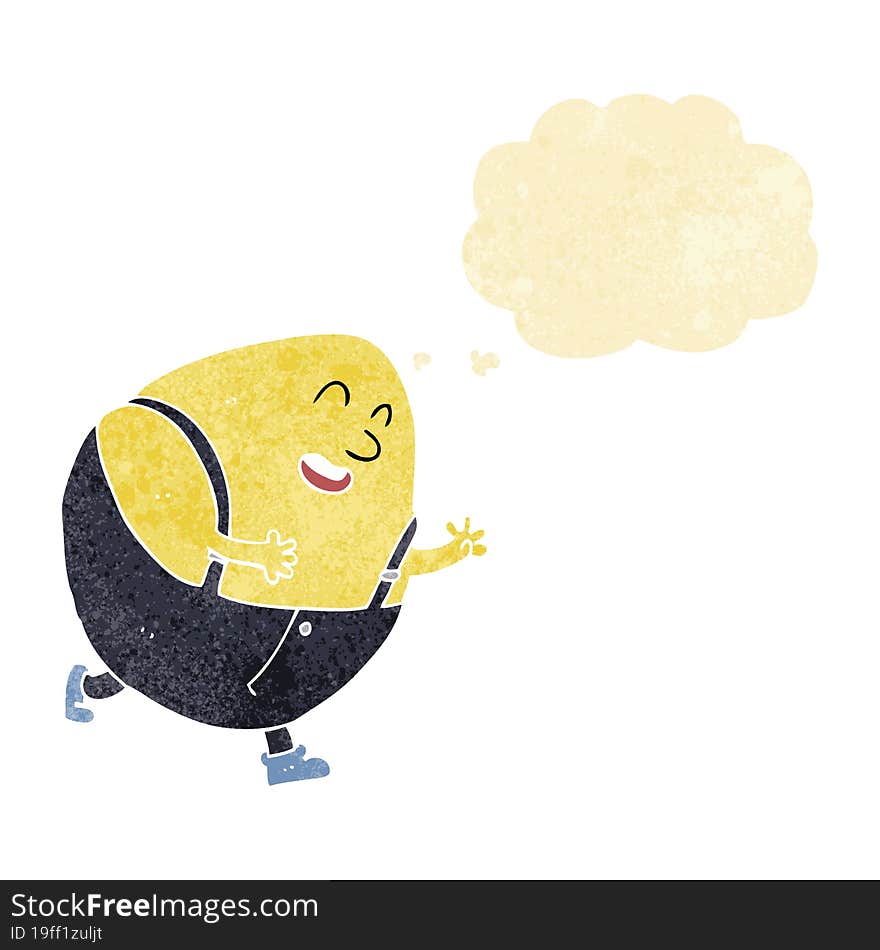 cartoon humpty dumpty egg character with thought bubble