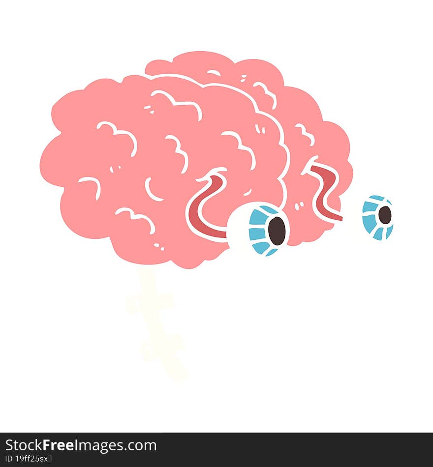 flat color illustration of a cartoon brain