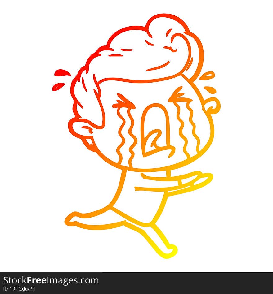 warm gradient line drawing cartoon crying man