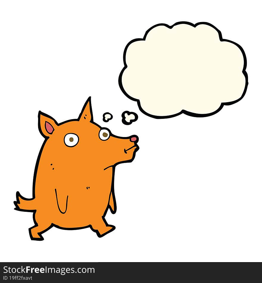 Cartoon Funny Little Dog With Thought Bubble