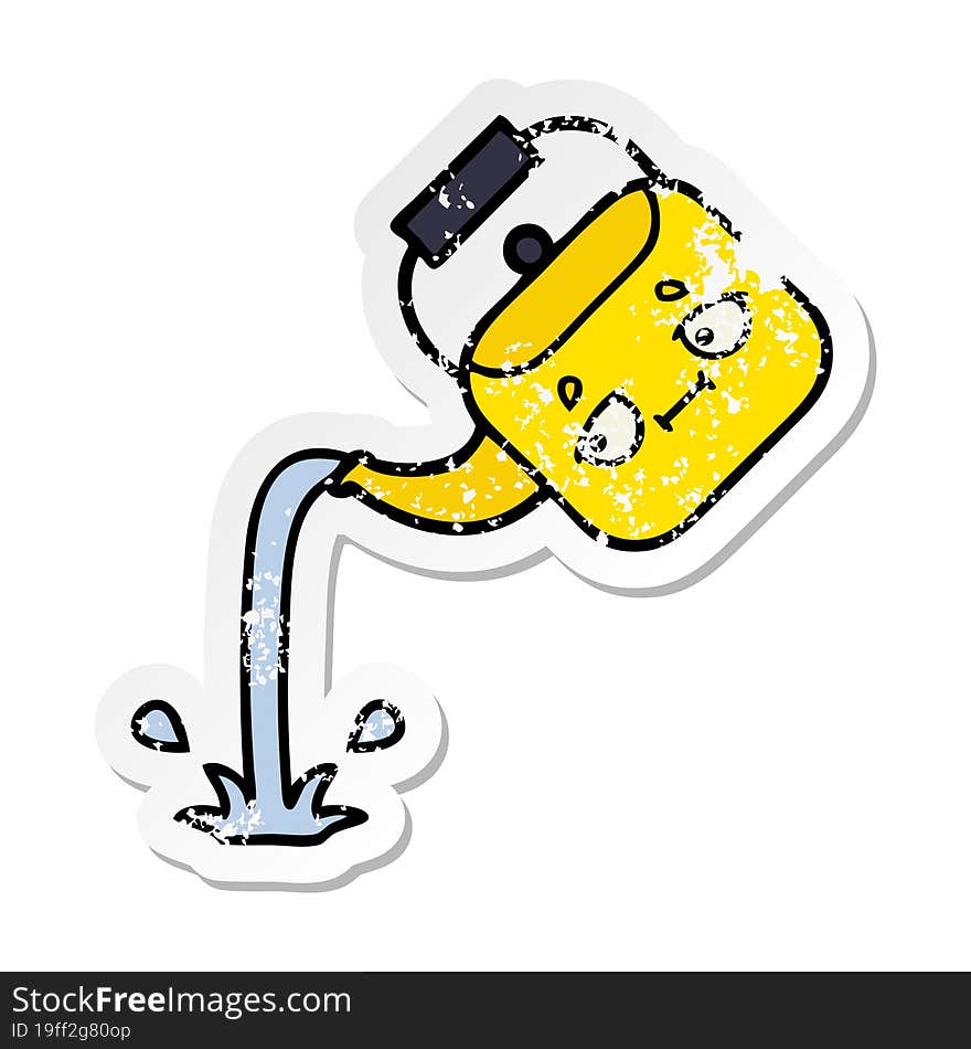 Distressed Sticker Of A Cute Cartoon Pouring Kettle