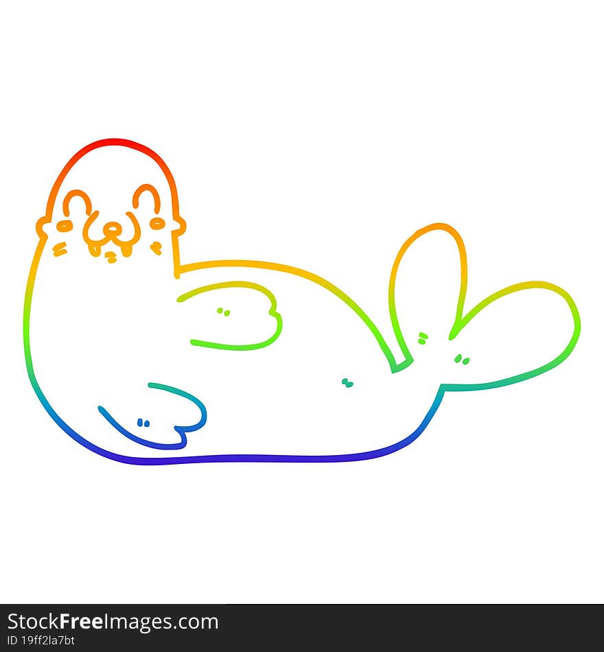 rainbow gradient line drawing cartoon seal