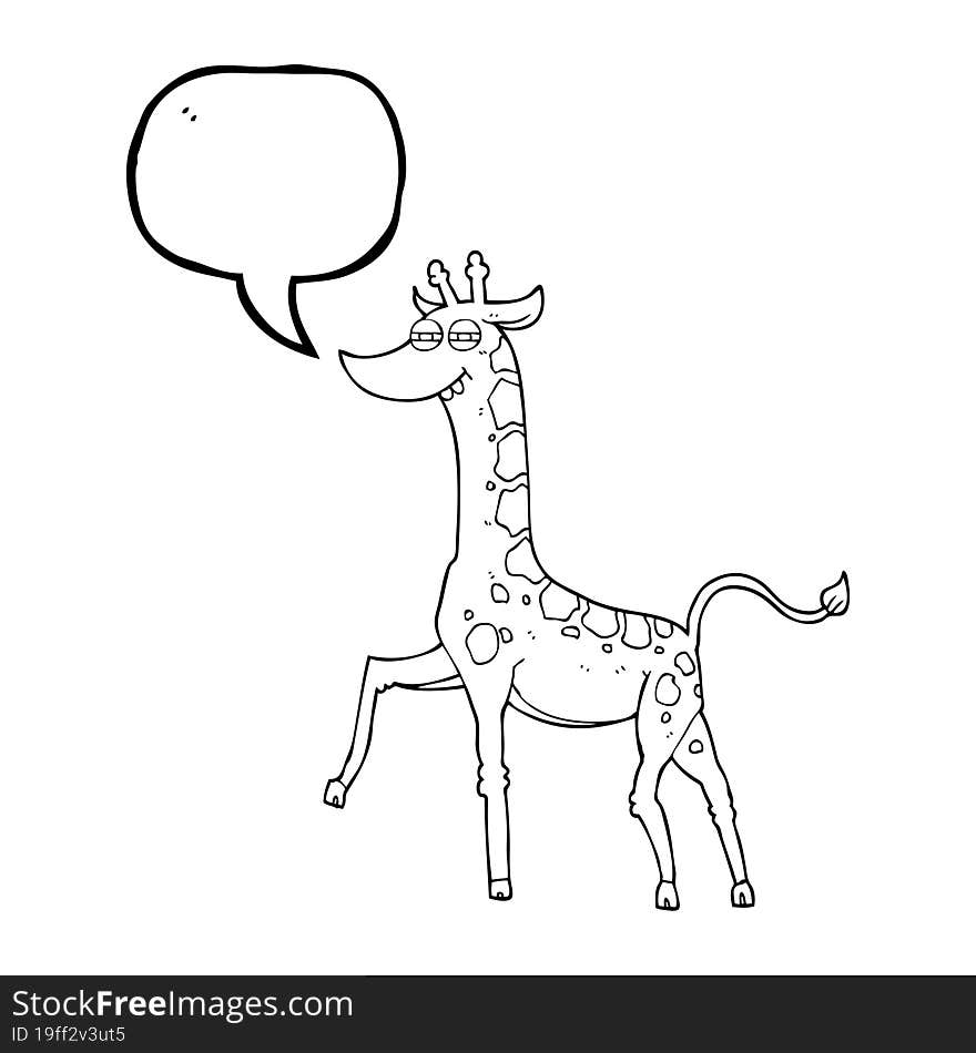 freehand drawn speech bubble cartoon giraffe