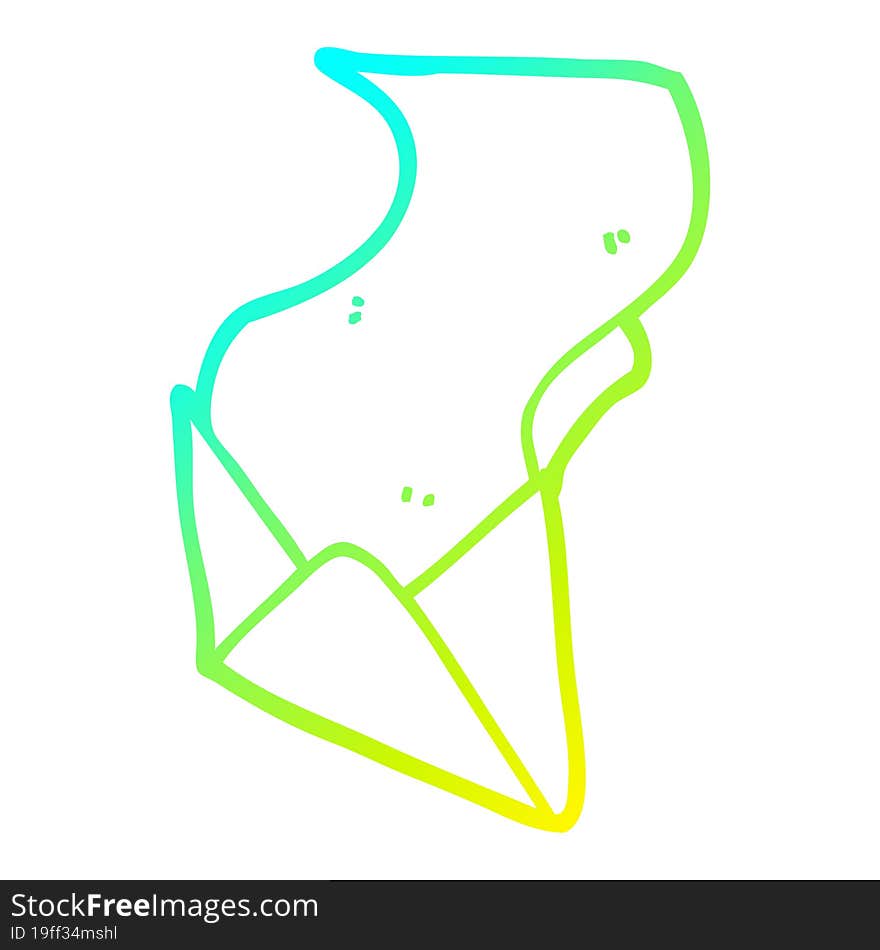 cold gradient line drawing of a cartoon letter and envelope