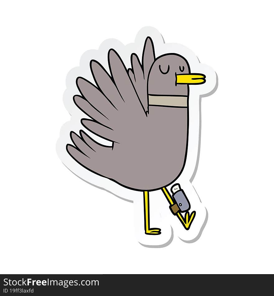 Sticker Of A Cartoon Bird