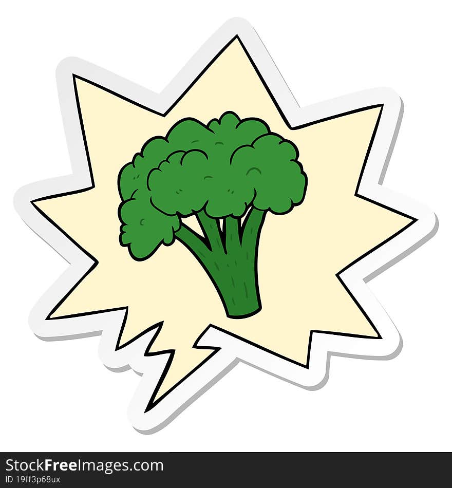 cartoon brocoli and speech bubble sticker