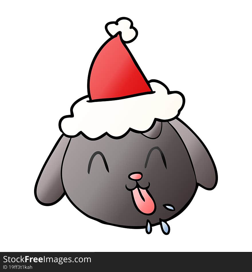 gradient cartoon of a dog face wearing santa hat