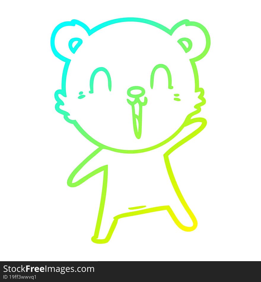 cold gradient line drawing happy cartoon polar bear