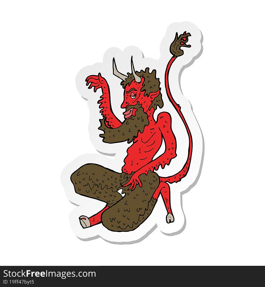 Sticker Of A Cartoon Traditional Devil