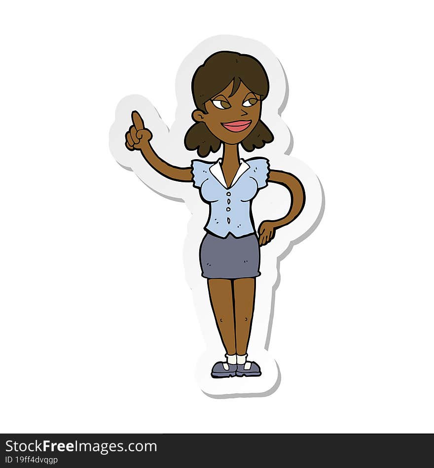 Sticker Of A Cartoon Woman With Great Idea