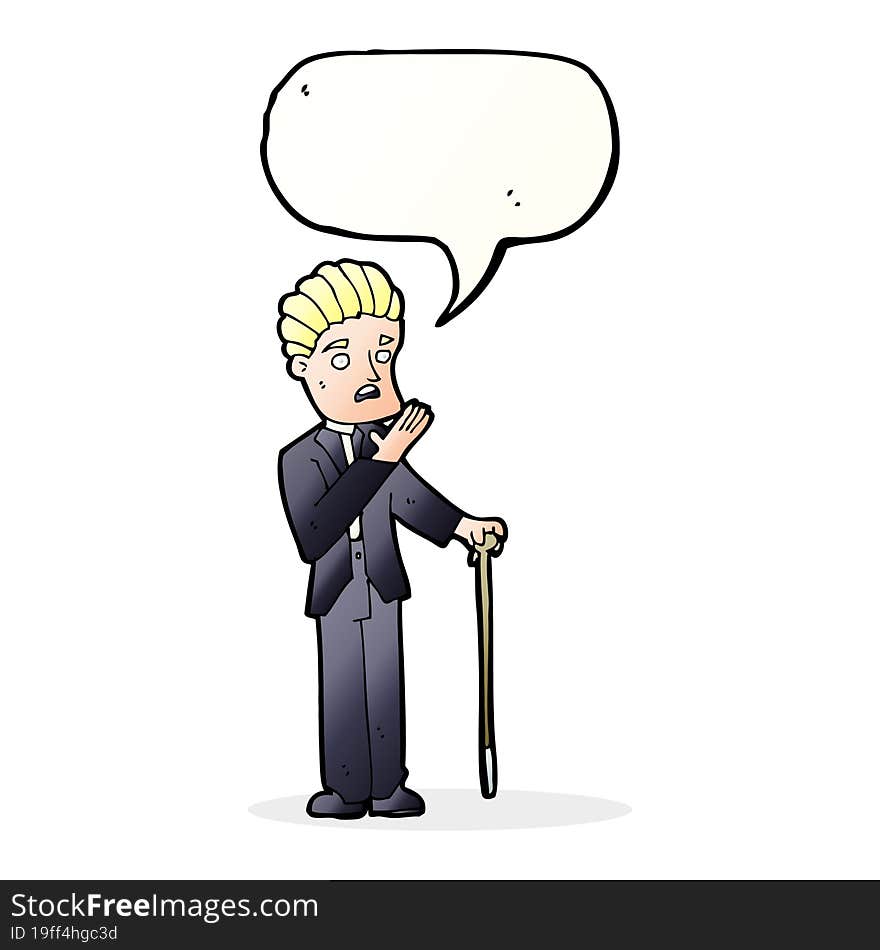 cartoon shocked gentleman with speech bubble