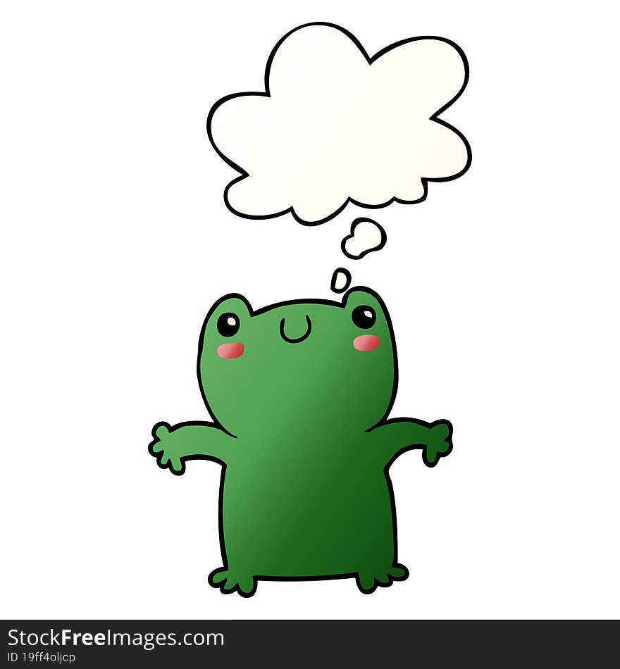 cartoon frog with thought bubble in smooth gradient style