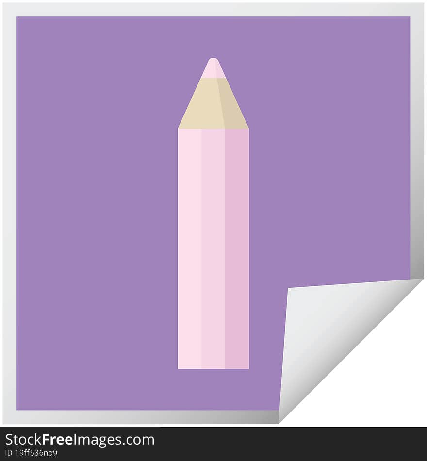 pink coloring pencil graphic square sticker