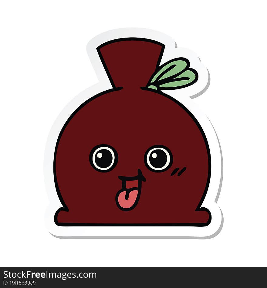 sticker of a cute cartoon sack