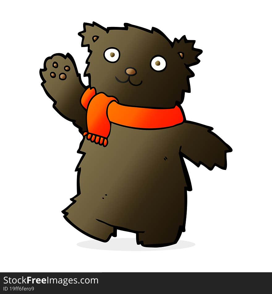 Cartoon Teddy Bear Wearing Scarf