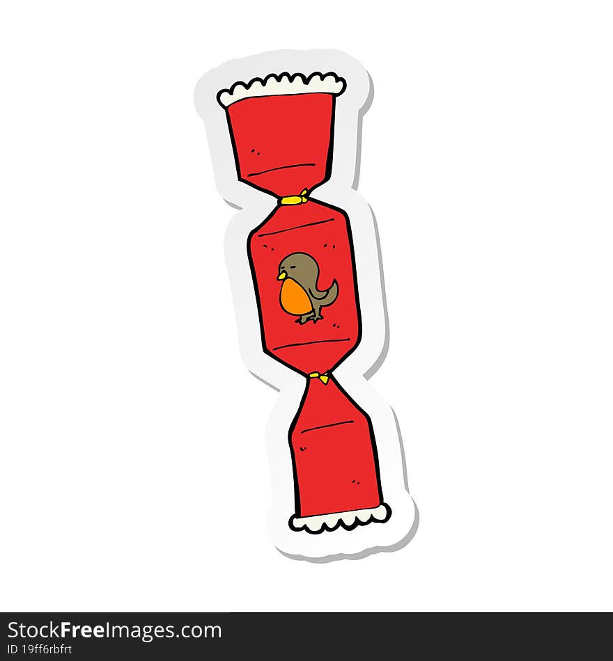 Sticker Of A Cartoon Christmas Cracker