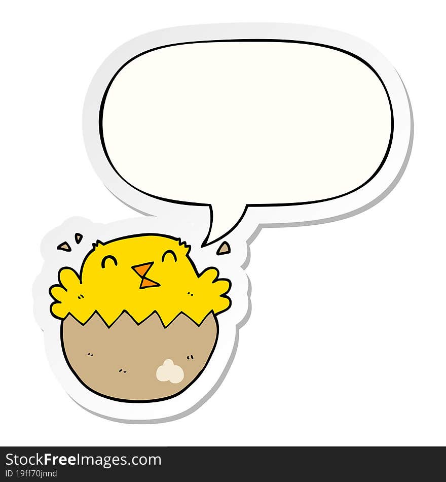 cartoon hatching chick with speech bubble sticker