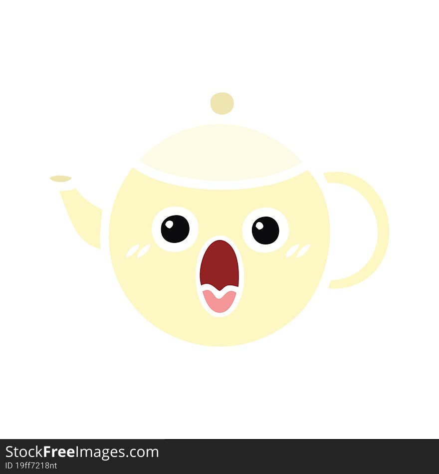 flat color retro cartoon tea pot