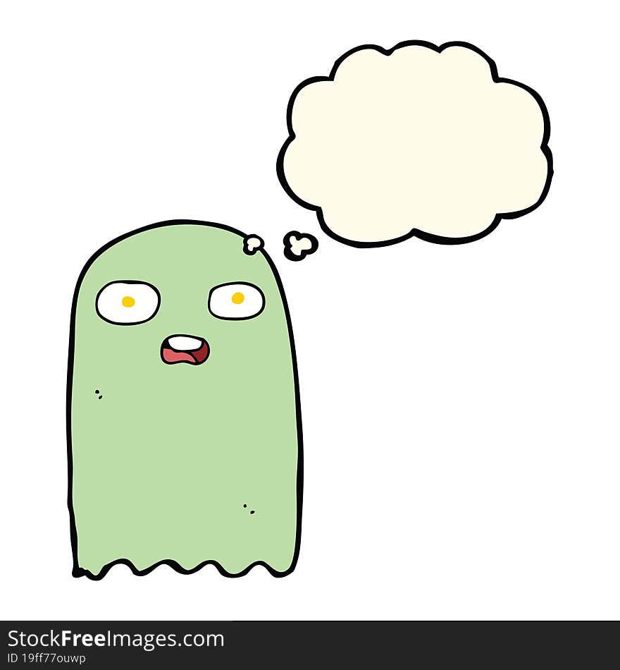 Funny Cartoon Ghost With Thought Bubble